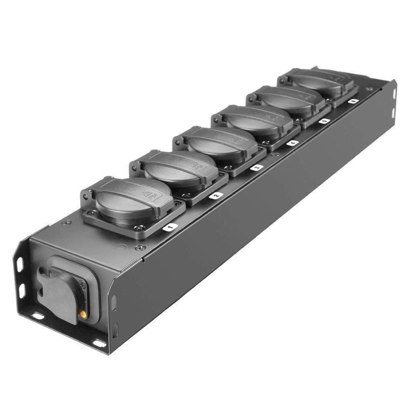 Adam Hall Power Strip     Ip54 Black And Yellow Power     Proport
