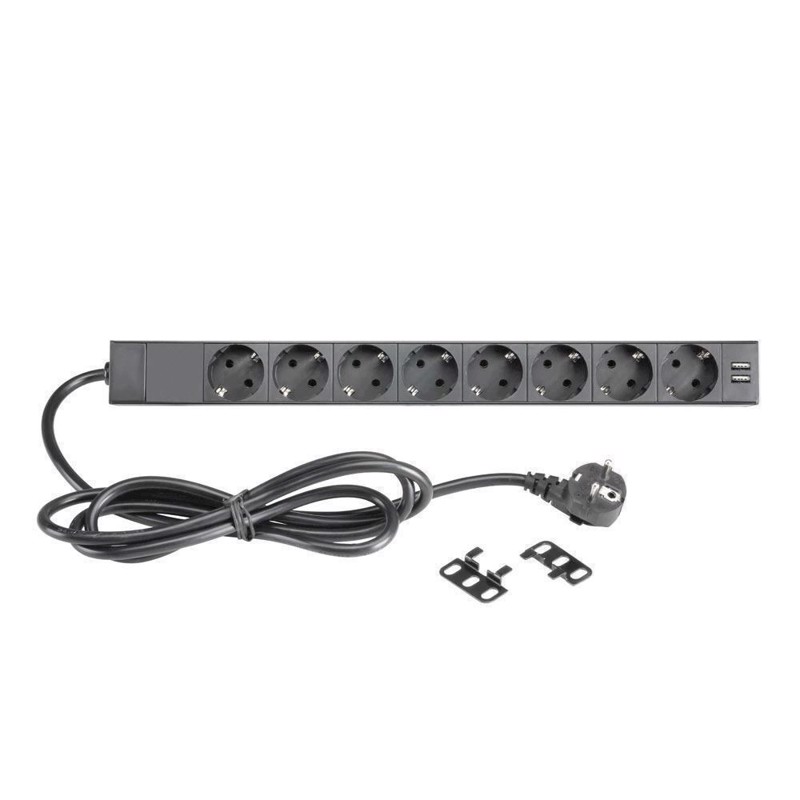 Adam Hall  -outlet 19 Quot  Rackmount Power Strip With Dual Usb Charging Ports And On Off Switch 87471 Usb