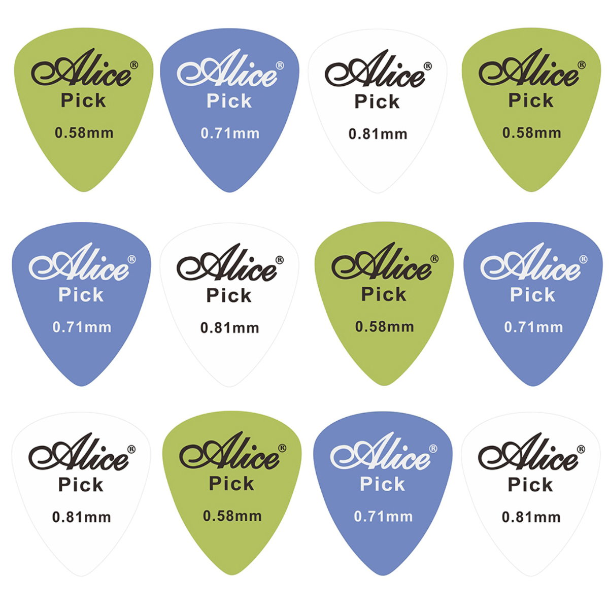 Alice Ap-12f Mix Matte Plektre  12 Stk