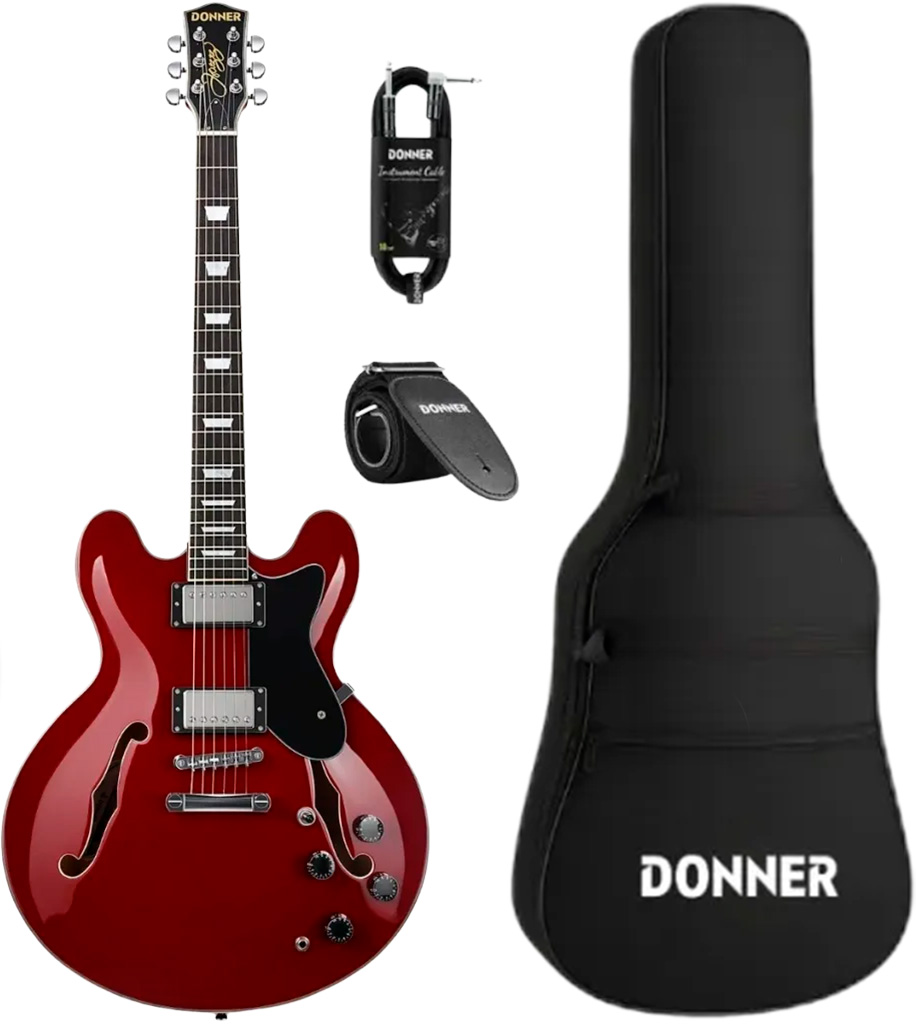 Donner Djp-1000s Elguitar Med Gigbag Rød