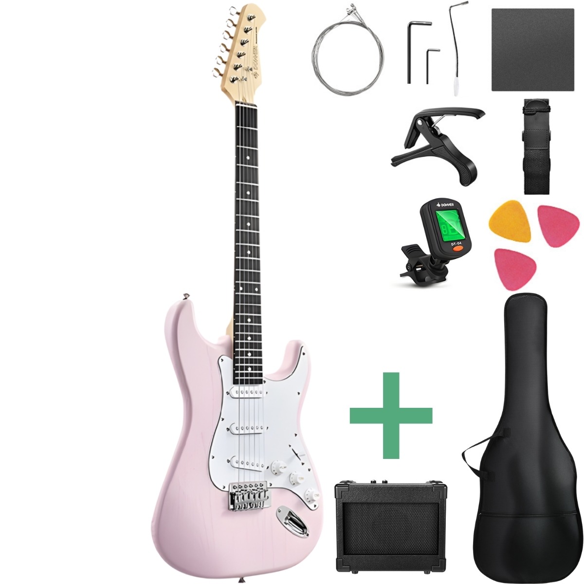 Donner Dst-80 El-guitar Pakke Shell Pink