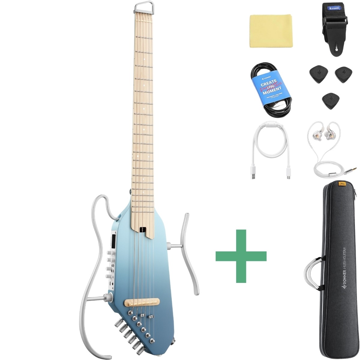 Donner Hush-  Pro Silent Guitar Hawaiian Blue