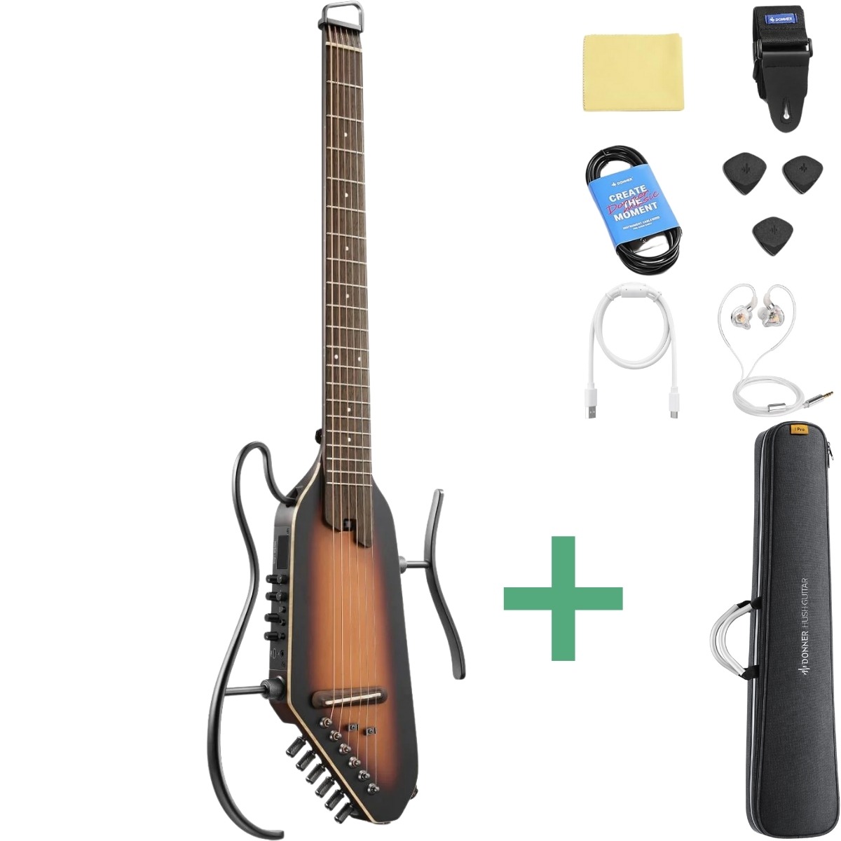 Donner Hush-  Pro Silent Guitar Sunburst