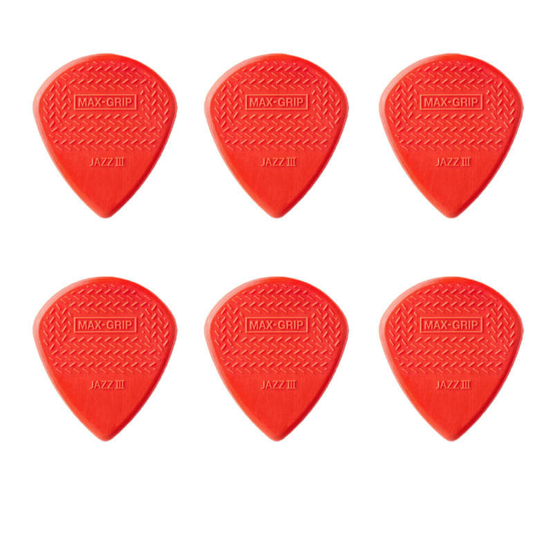 Dunlop Nylon Max Grip Jazz Iii Red Plektre    Stk