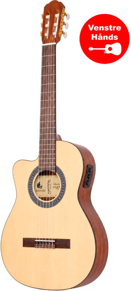 Santana Classical 20 Spansk Klassisk     Guitar Med Pickup Og Tuner Nature Venstrehånds