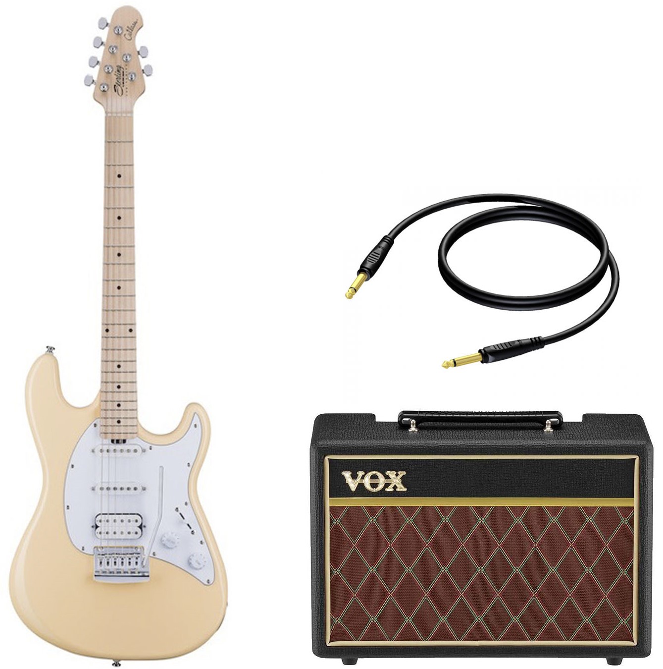 Sterling By Music Man Cutlass Ct30hss El Guitar Pakke Vintage Cream