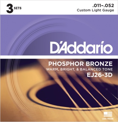 Addario Ej26-3d   Pack Western Guitar Strenge   11   52