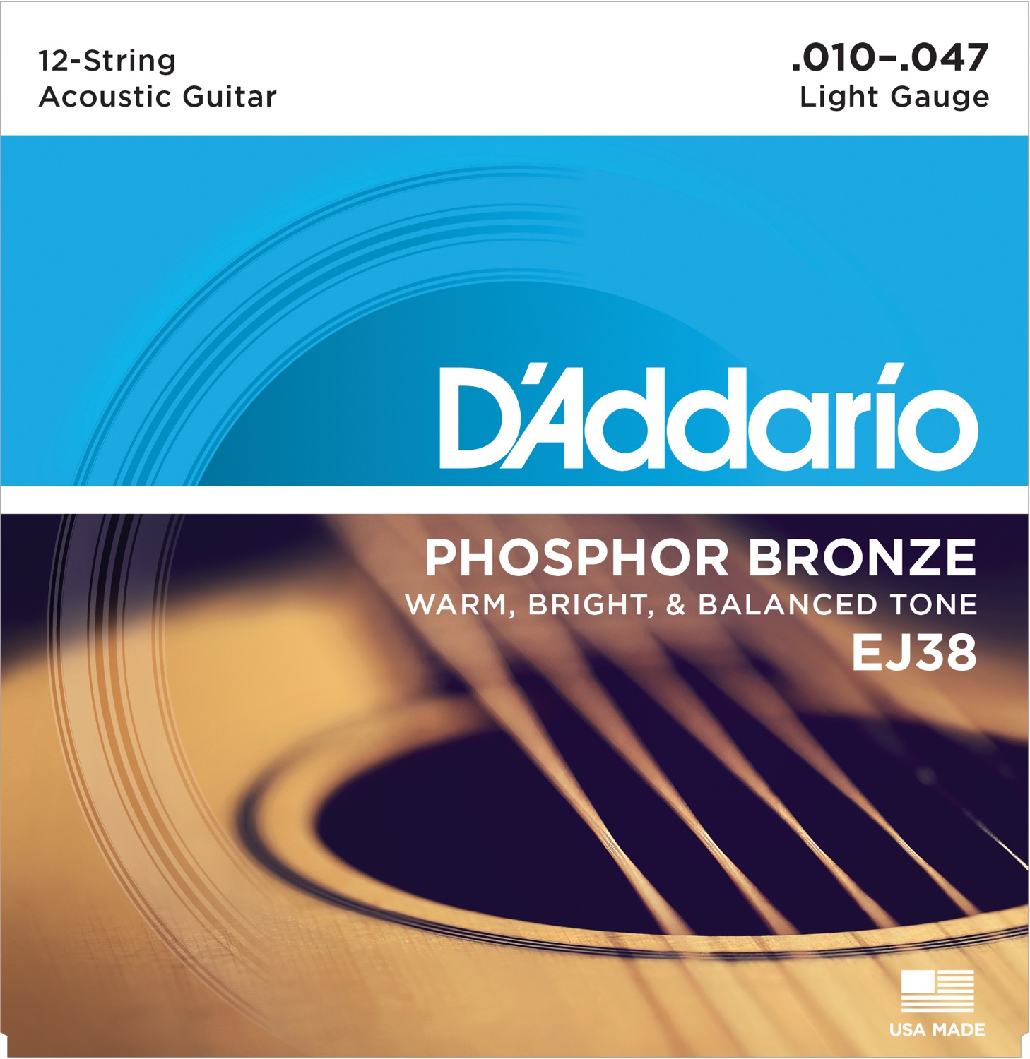 Dâ Addario Ej38 Light Phosphor Bronze Acoustic Western-strenge  010-047 Til 12-strenget