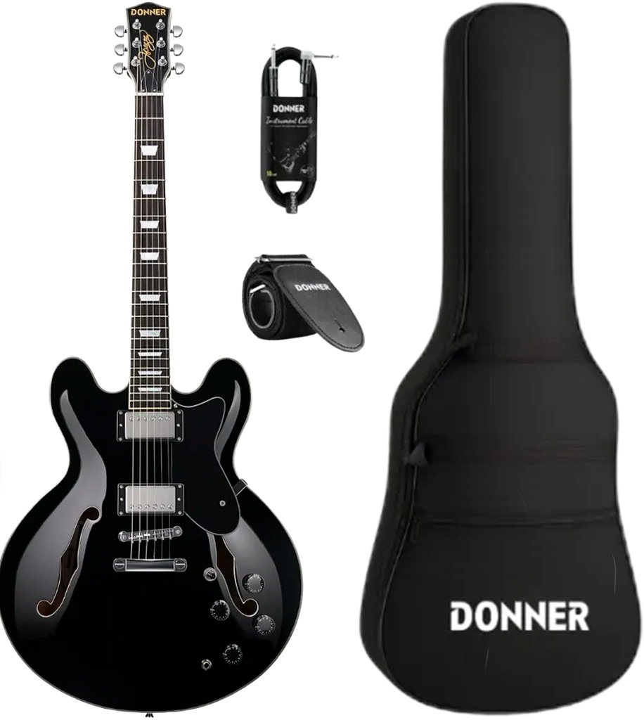 Donner Djp-1000s Elguitar Med Gigbag Sort