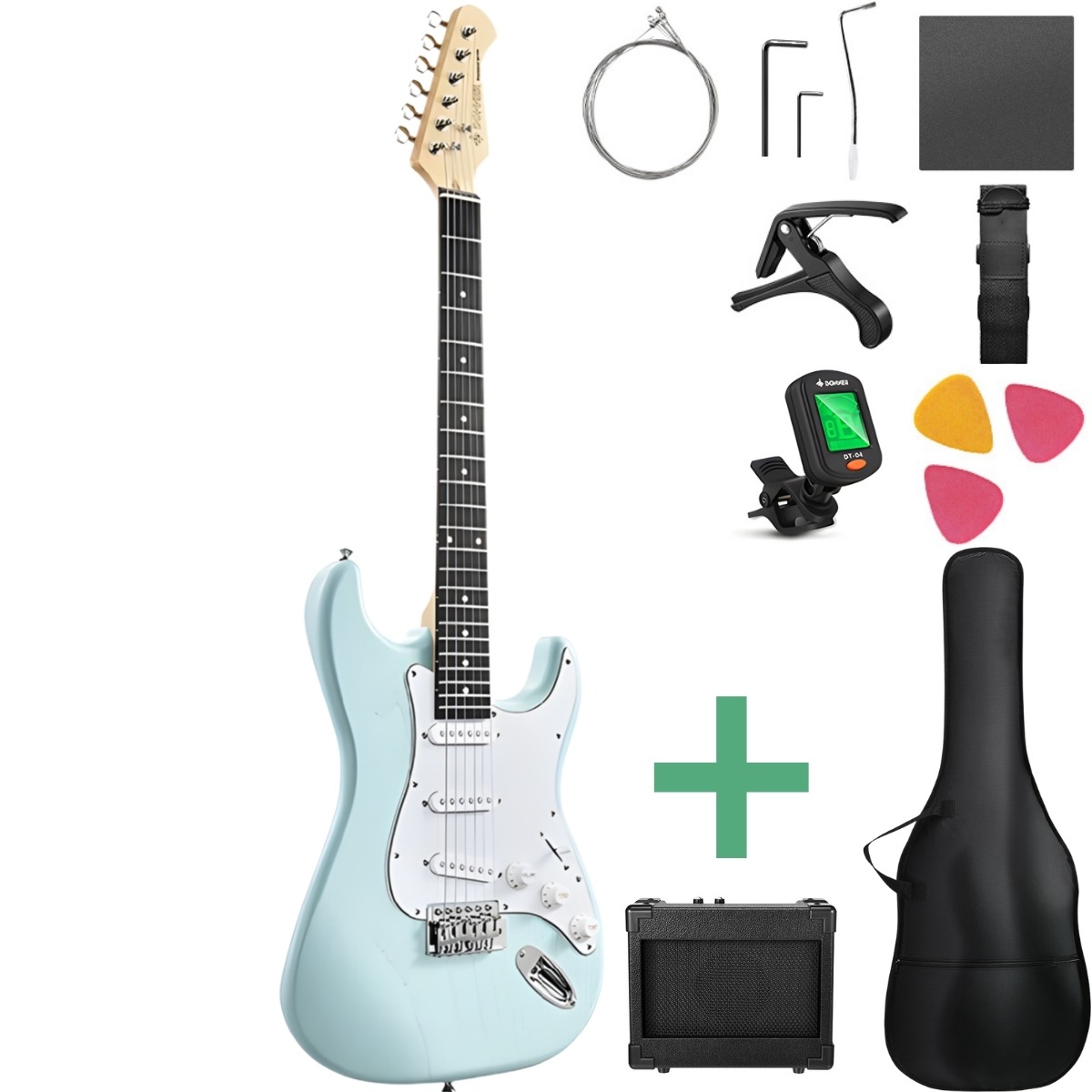 Donner Dst-80 El-guitar Pakke Surf Green