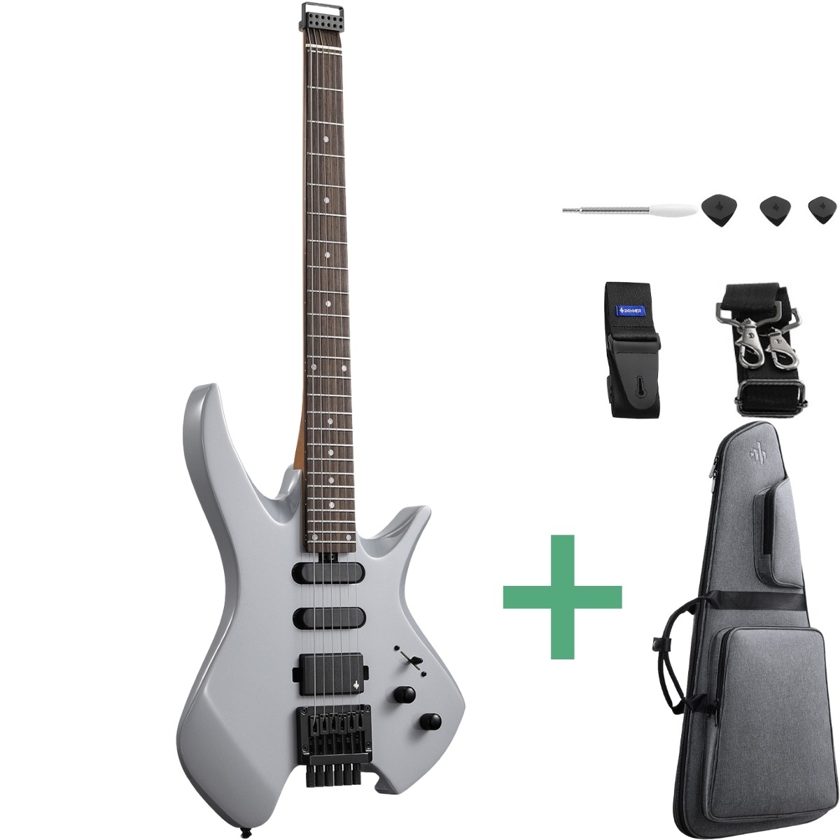 Donner Hlx-500 Headless El-guitar Jet Gray