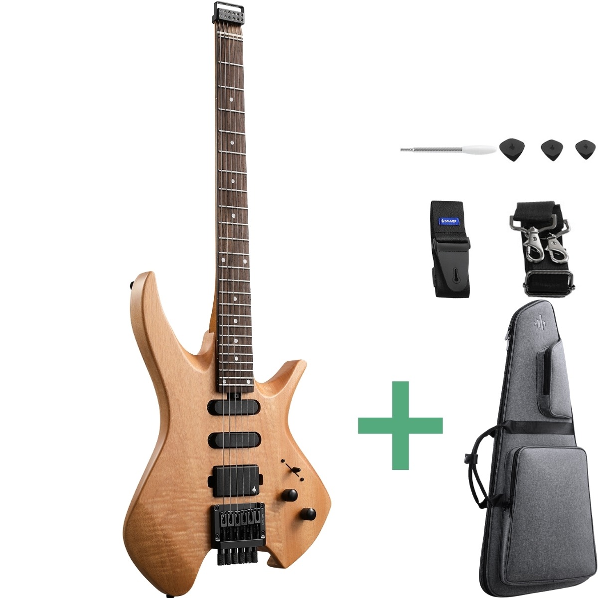 Donner Hlx-500 Headless El-guitar Nature