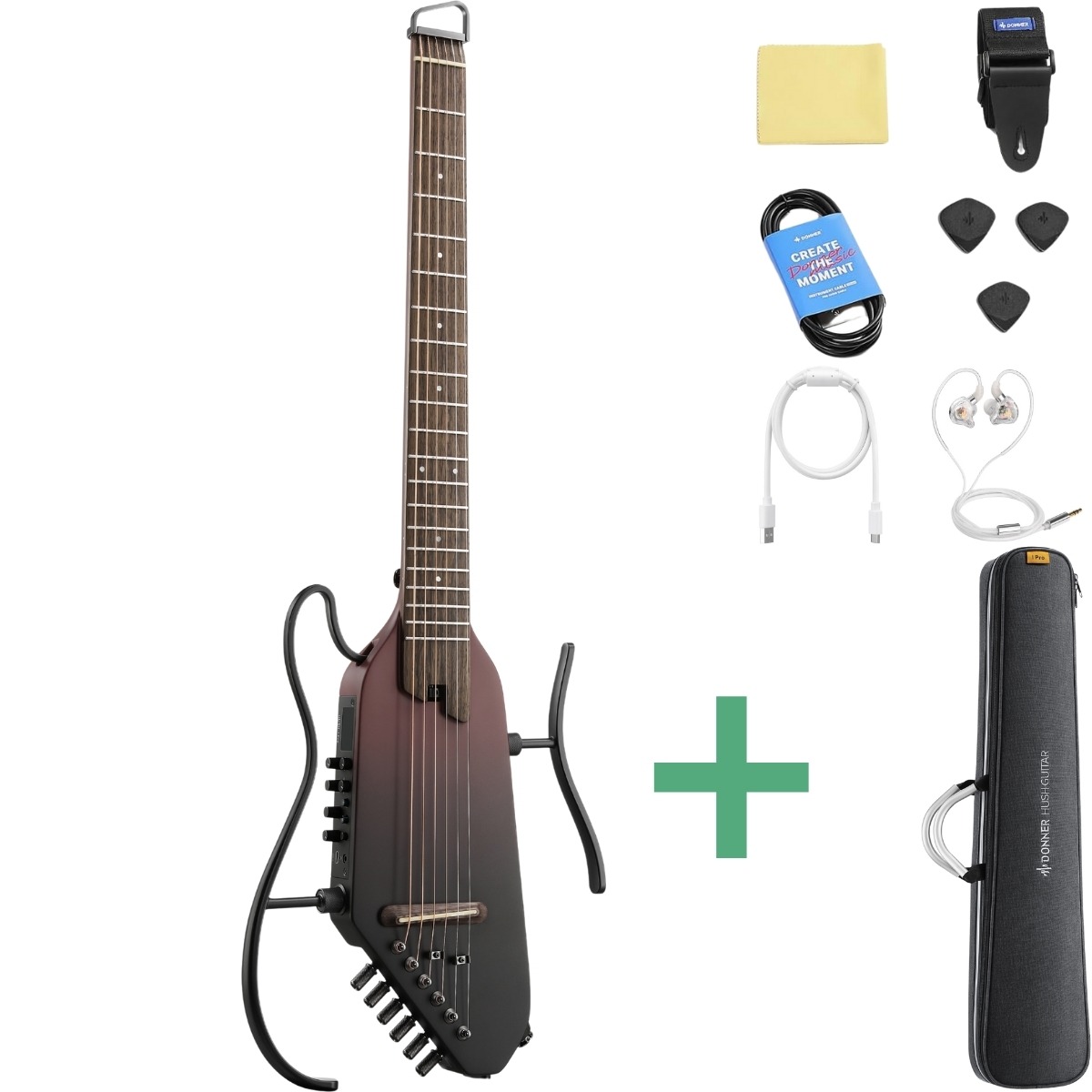 Donner Hush-  Pro Silent Guitar Maillard Fade