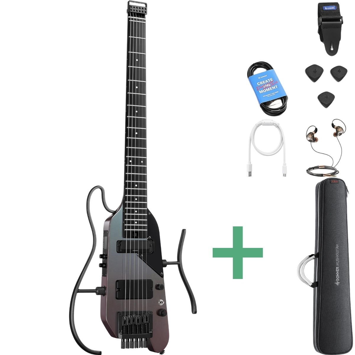 Donner Hush-  Pro Silent El-guitar Midnight Glow
