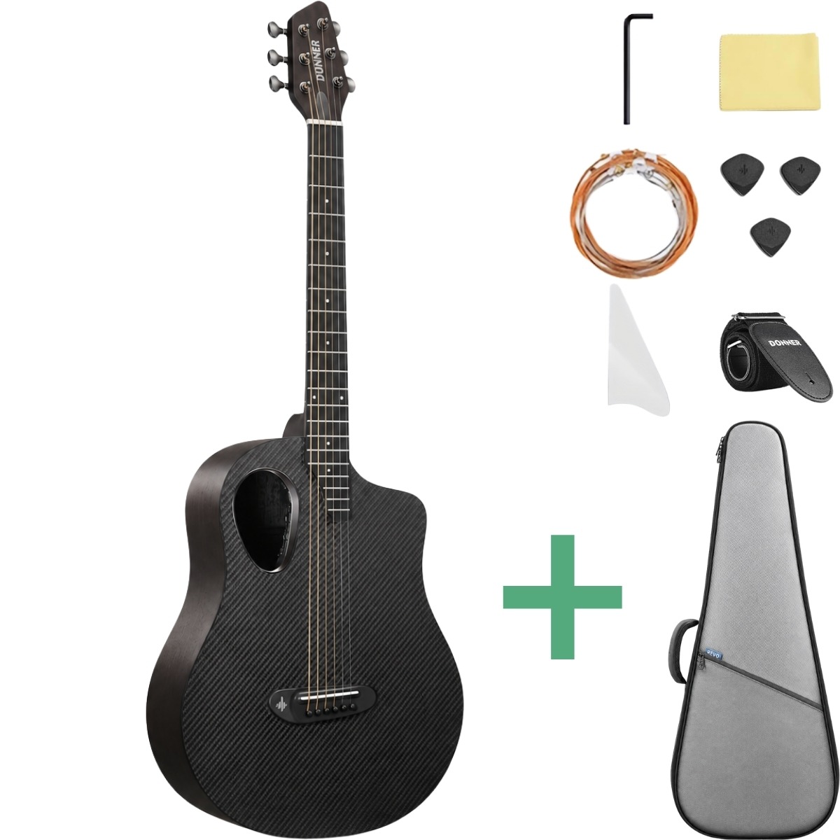 Donner Rising-g2 Western-guitar Sort