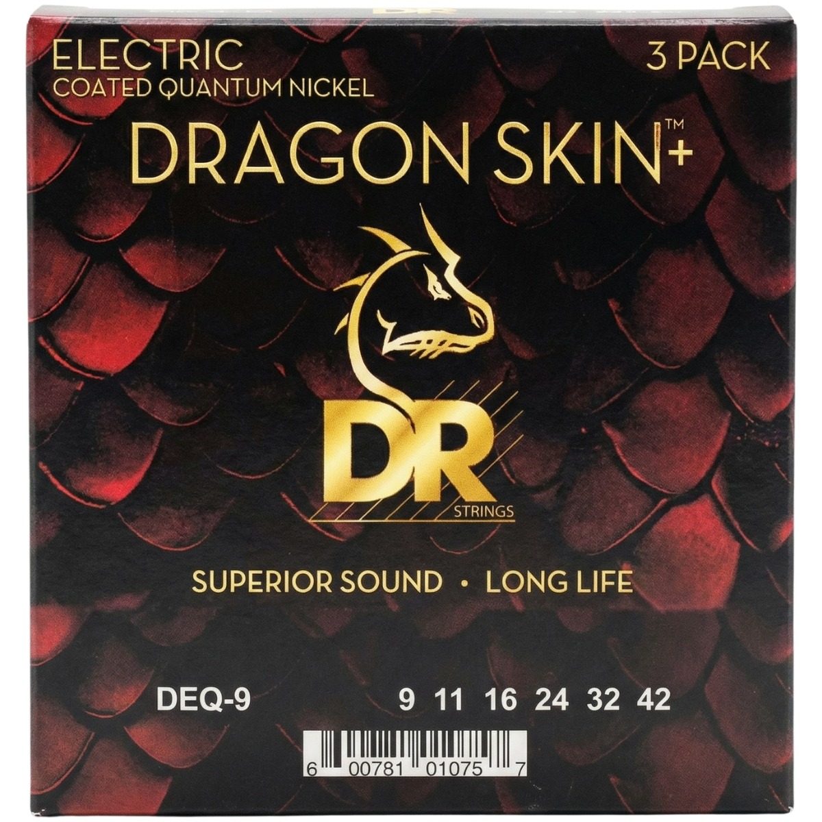 Dr Strings Deq9 3pk Dragon Skin  El-guitar-strenge  009-042    Sæt