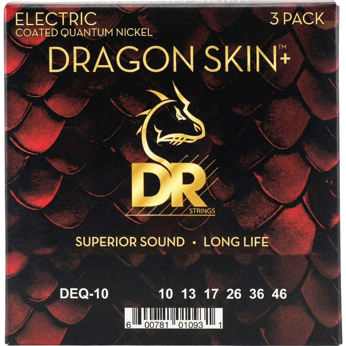 Dr Strings Deq10 3pk Dragon Skin  El-guitar-strenge  010-046    Sæt