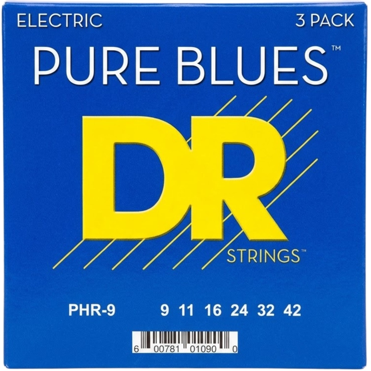 Dr Strings Phr9 3pk Pure Blues El-guitar-strenge  009-042    Sæt