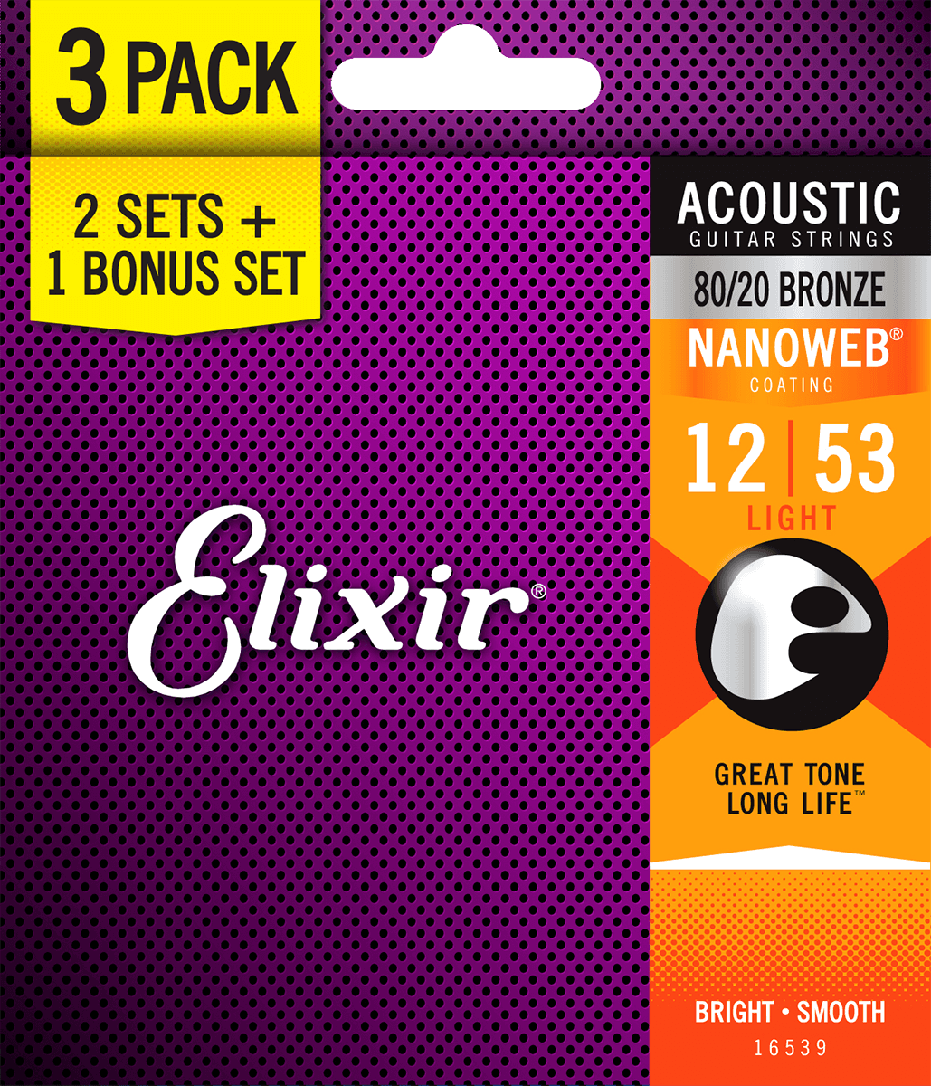 Elixir Nanoweb Bronze 80 20 Western-strenge 012-053 Light   Pack