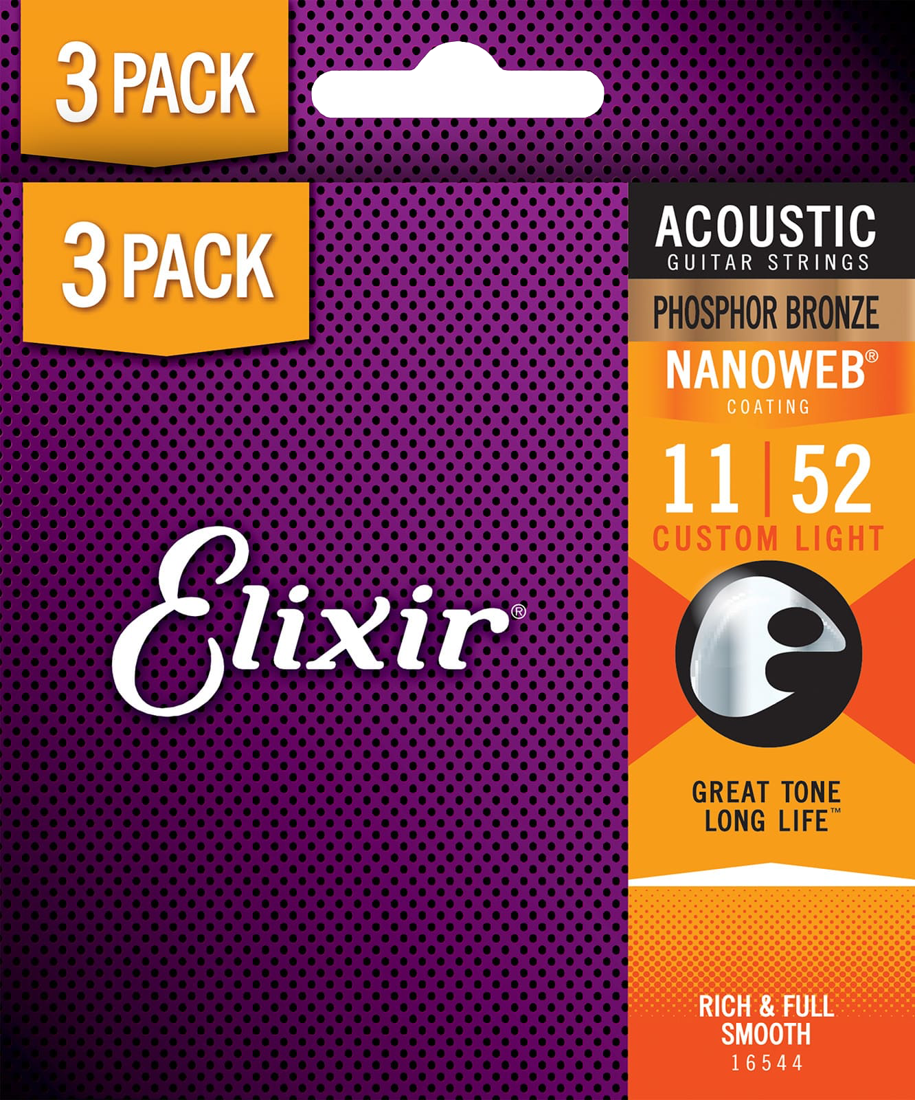 Elixir Nanoweb Phosphor Bronze Western-strenge 011-052 Custom Light   Pack