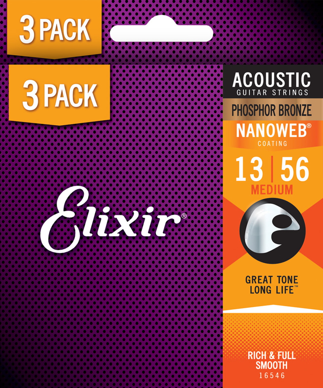 Elixir Nanoweb Phosphor Bronze Western-strenge 013-056 Medium   Pack