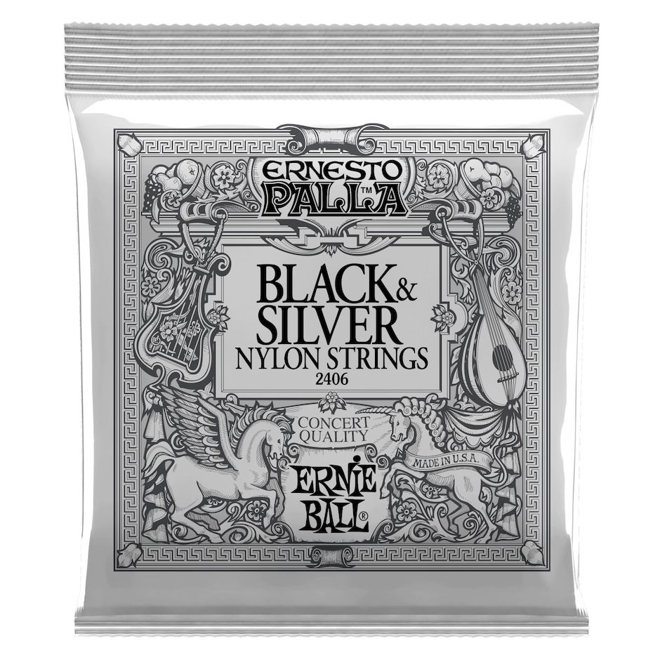 Ernie Ball 2406 Black   Silver Medium Tension Strenge Til Spansk Guitar