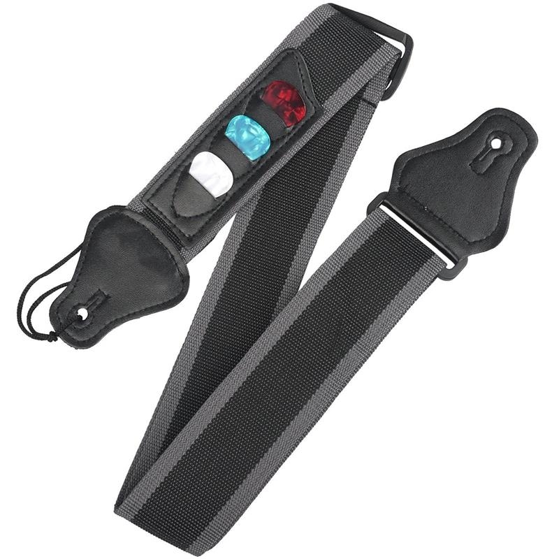 Guitar Nylon Rem Med Plekter Holder Samt   Stk  Plekter Sort Grå
