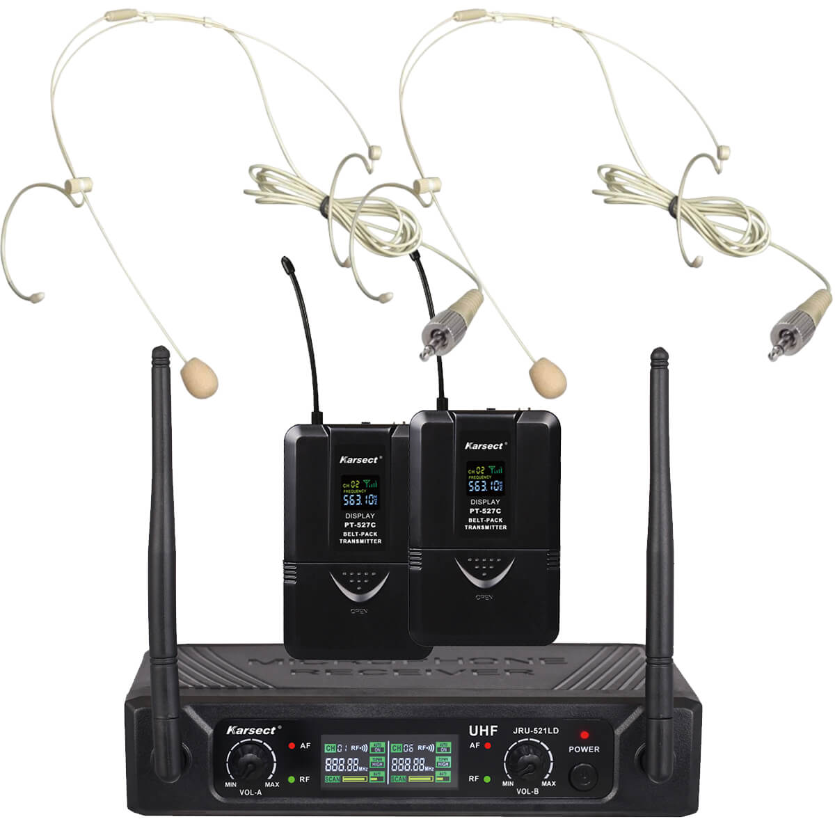 Karsect Jru-521ld Pt-527c Ht-3a Trådløs     Tynde Headset-mikrofon-sæt