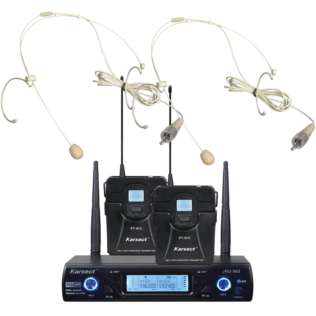 Karsect Jru-562 Pt-51c Ht-3a Trådløs     Tynde Headset-mikrofon-sæt