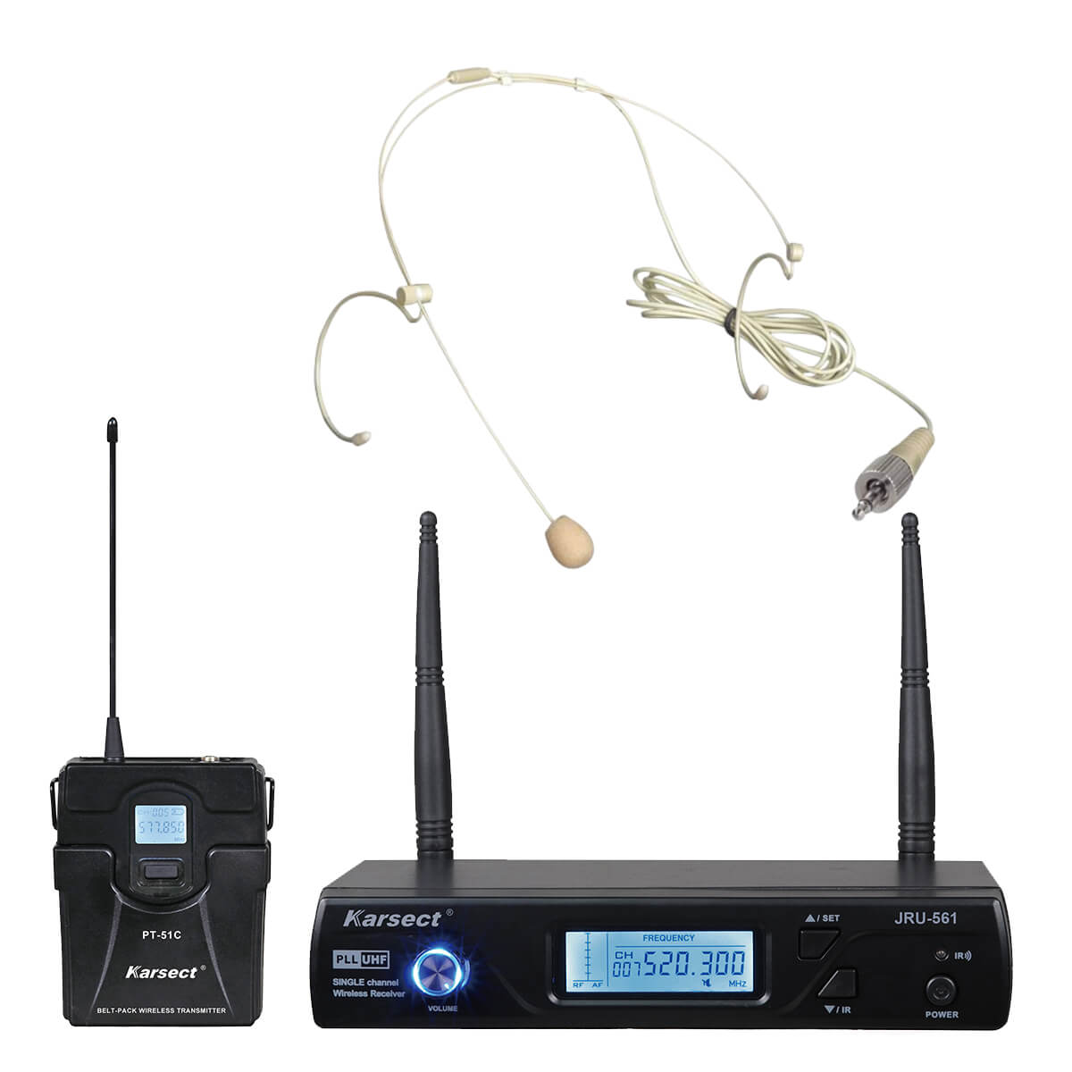 Karsect Jru-561 Pt-51c Ht-3a Trådløst Tyndt Headset-mikrofon-sæt
