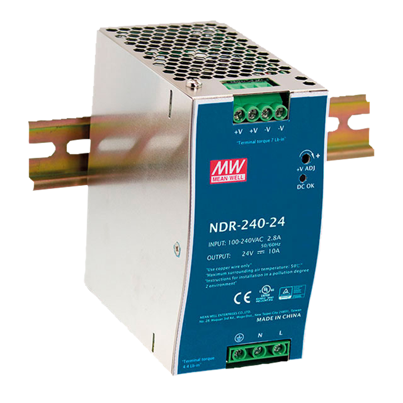 Led Din Skine Strømforsyning 240   24   Dc Meanwell Ndr-240-24