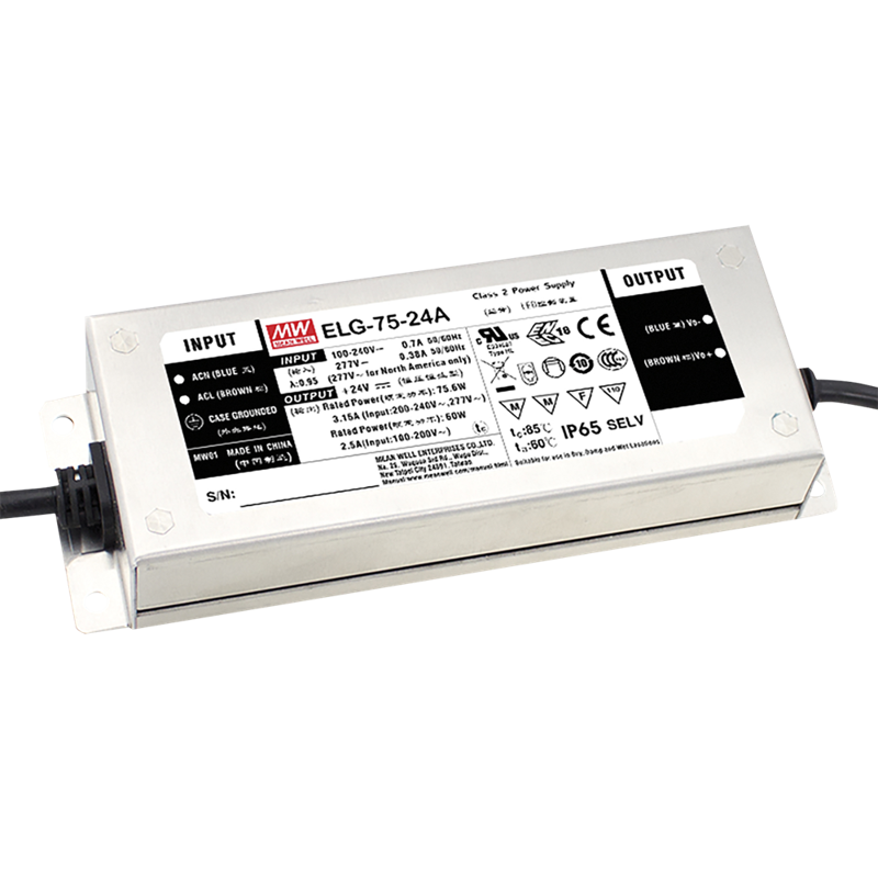 Led Strømforsyning 75   24   Dc Ip67 Meanwell Elg-75- -24da 3y