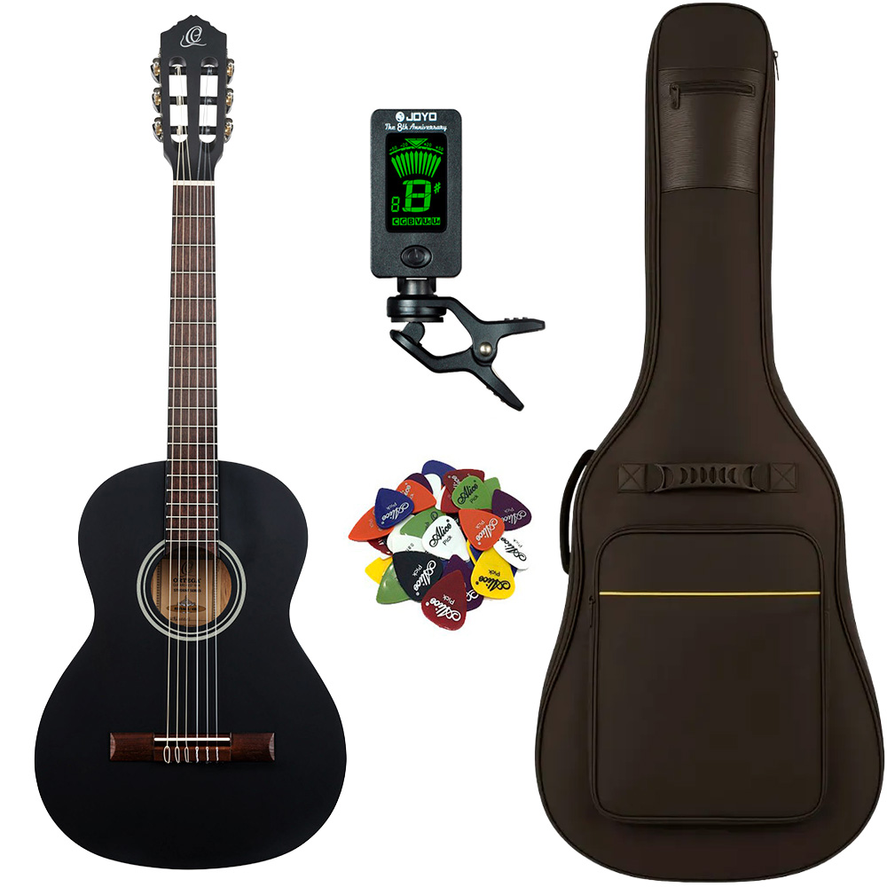 Ortega Rst5 Klassisk Spansk     Guitar Pakke Satin Black