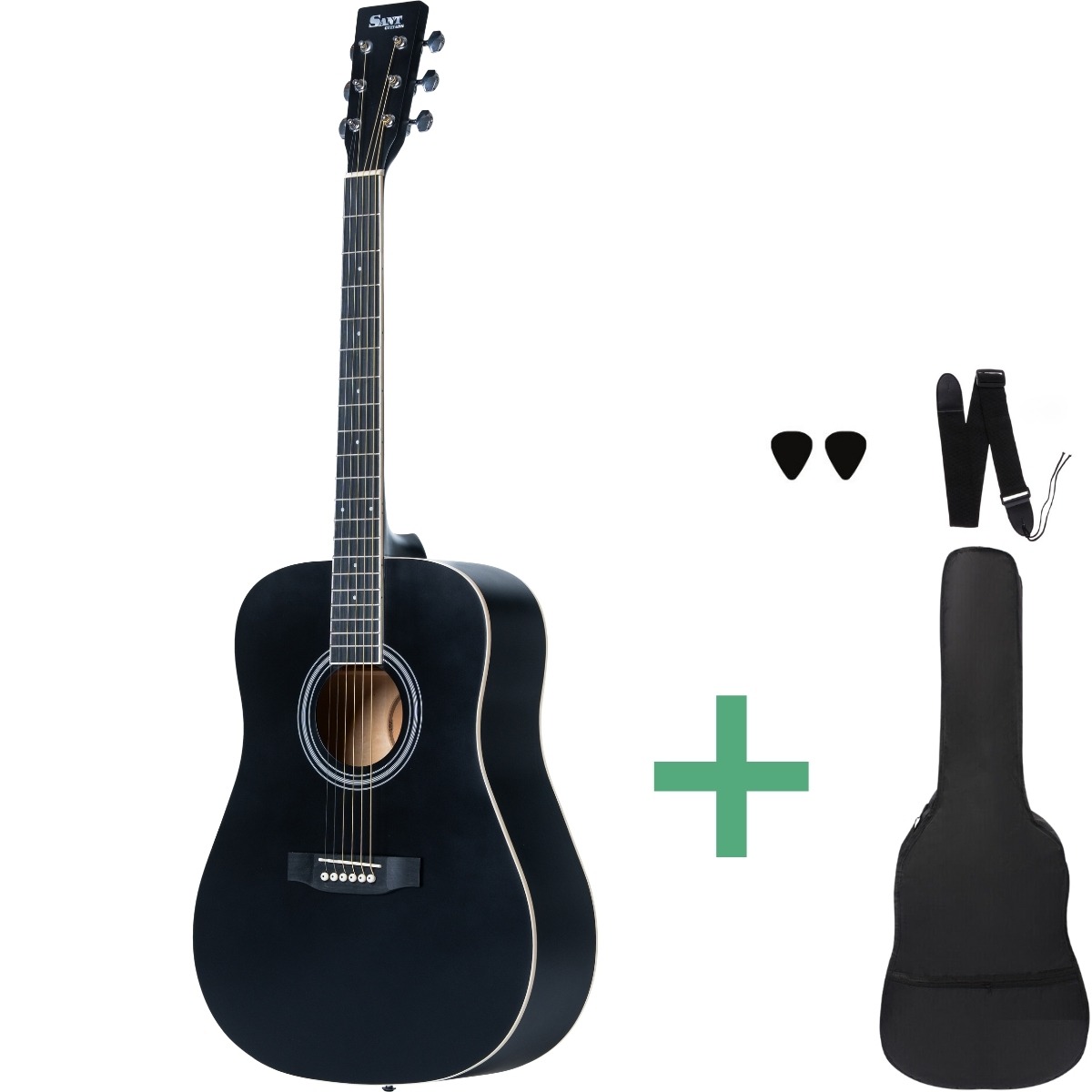 Sant Guitars Ac-84l Sbk Westerngitarren Für Linkshänder Satin Black