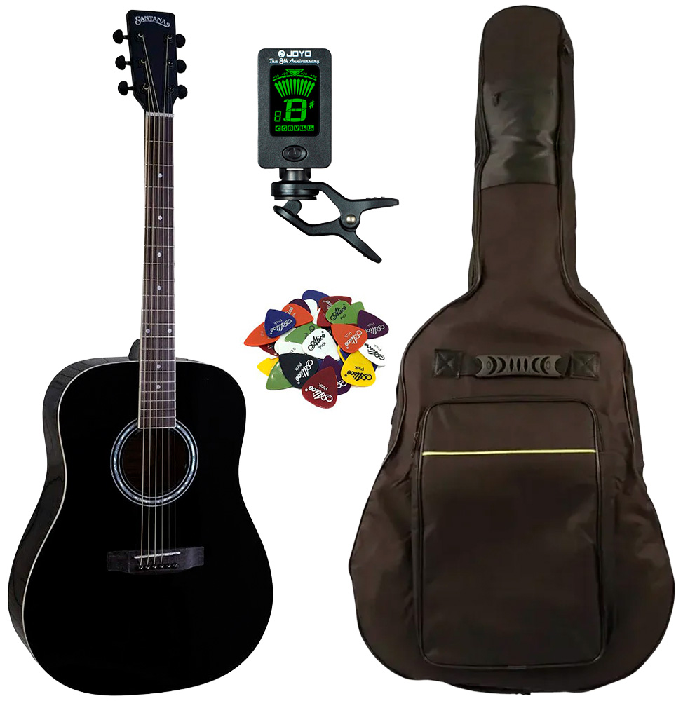 Santana La-90-v2 Western Guitar Pakke Sort