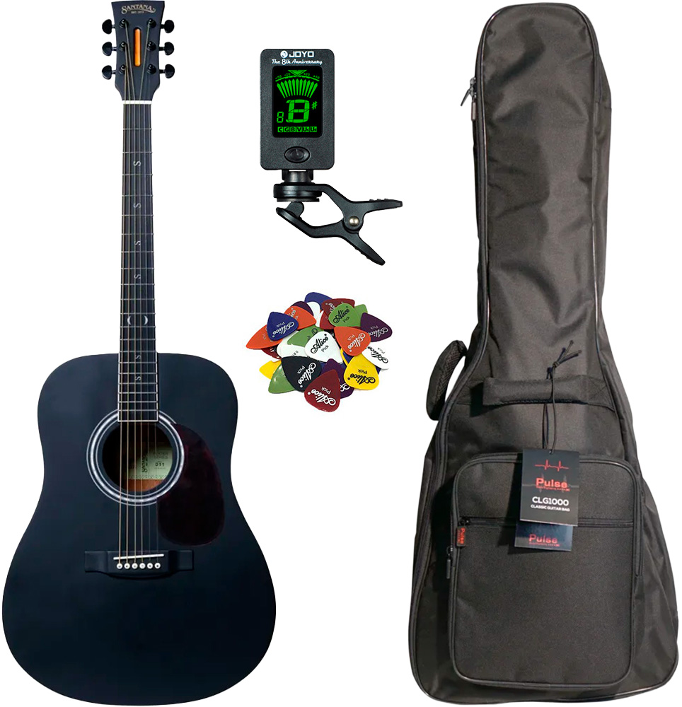 Santana Player D11  Western Guitar Pakke  Sort