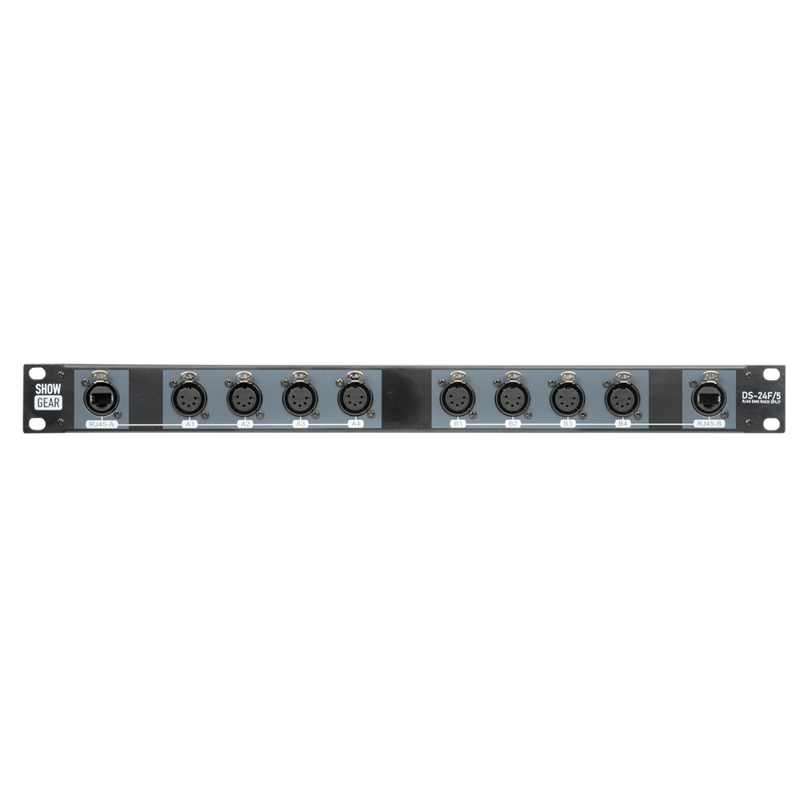 Showgear Ds-24f   Dmx Rack Split 8x  -pin Hun    Til 2x Rj45