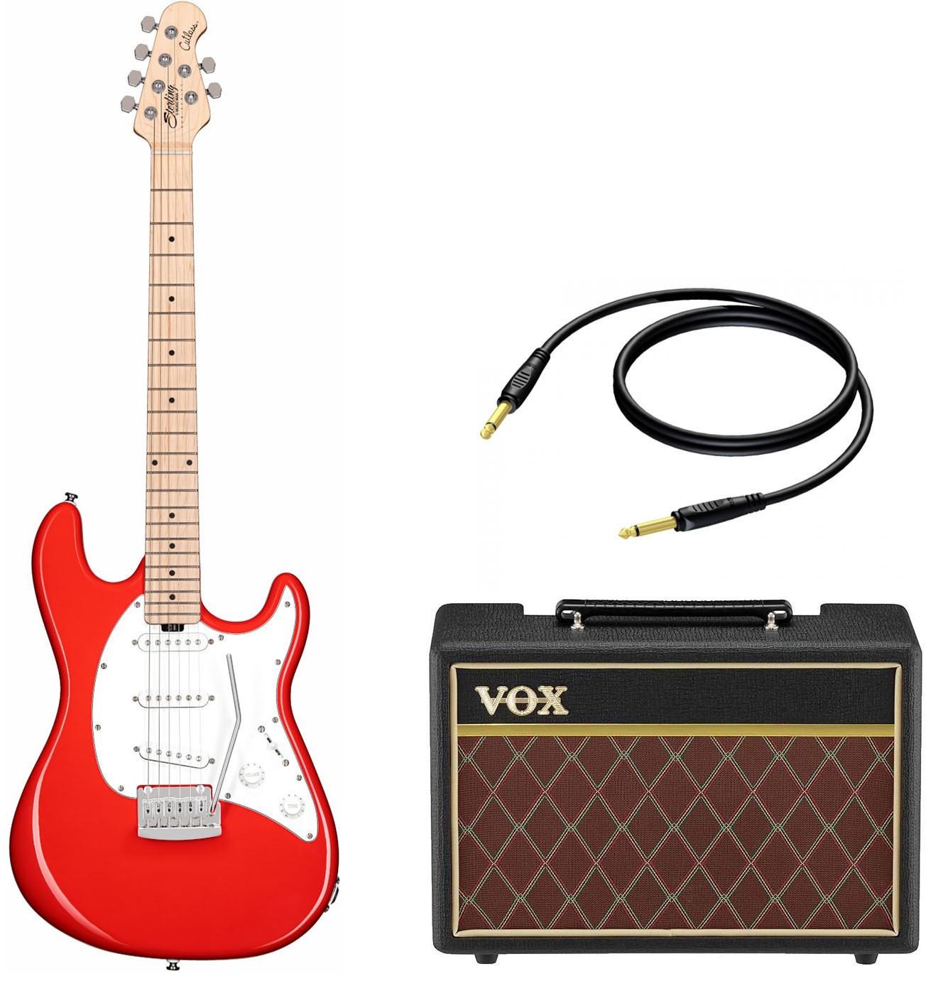 Sterling By Music Man Cutlass Ct30sss El Guitar Pakke Fiesta Red